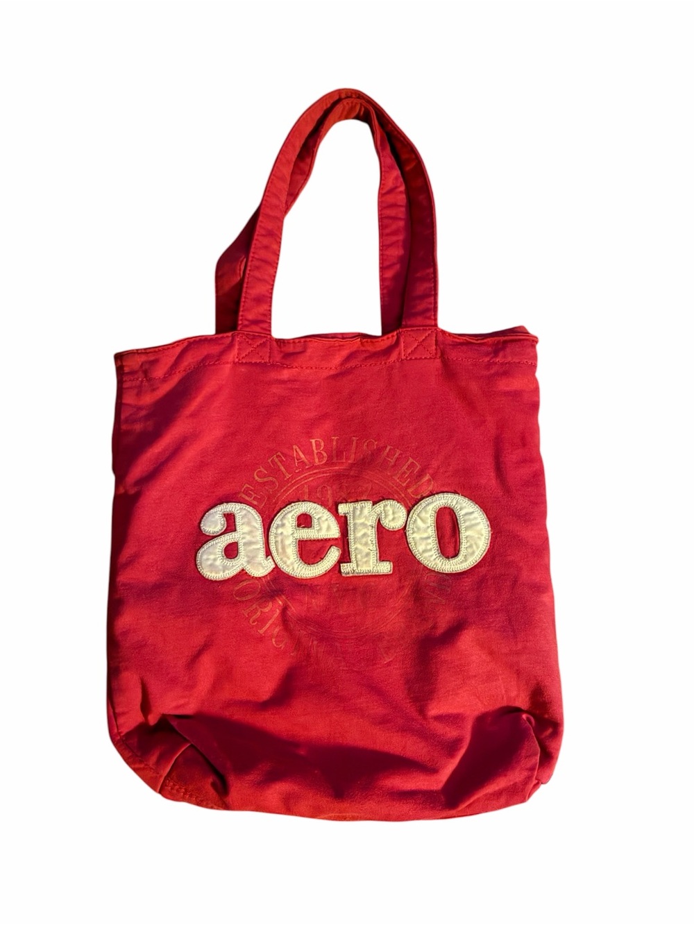 Aeropostale Red Canvas Tote with Cream 'aero' Logo
